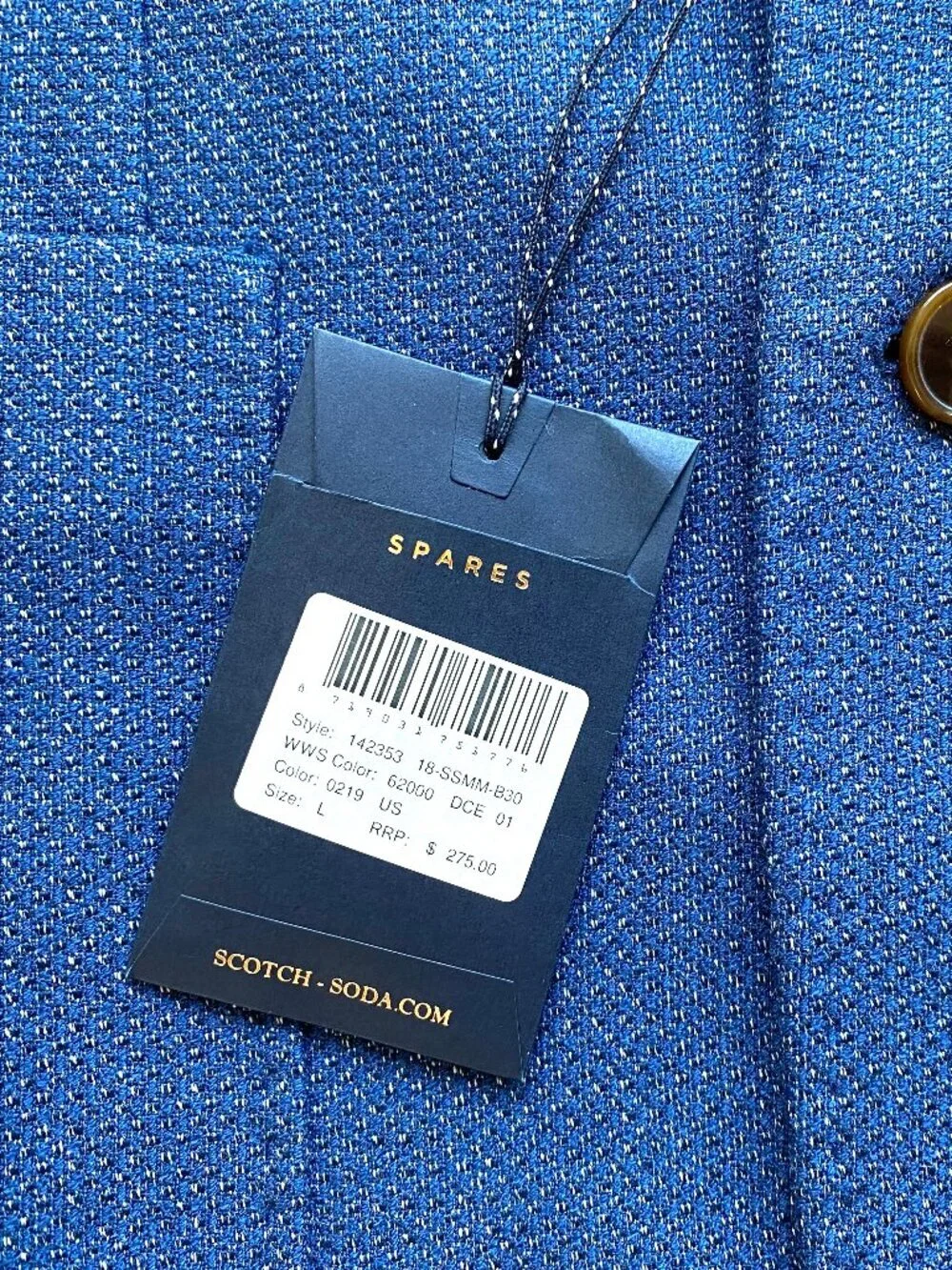 NWT Scotch & Soda Unstructured Jersey Texured Blazer Sports Coat Size L
